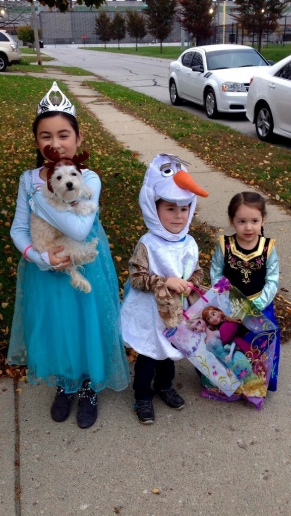 Frozen Halloween costume for dogs and kids